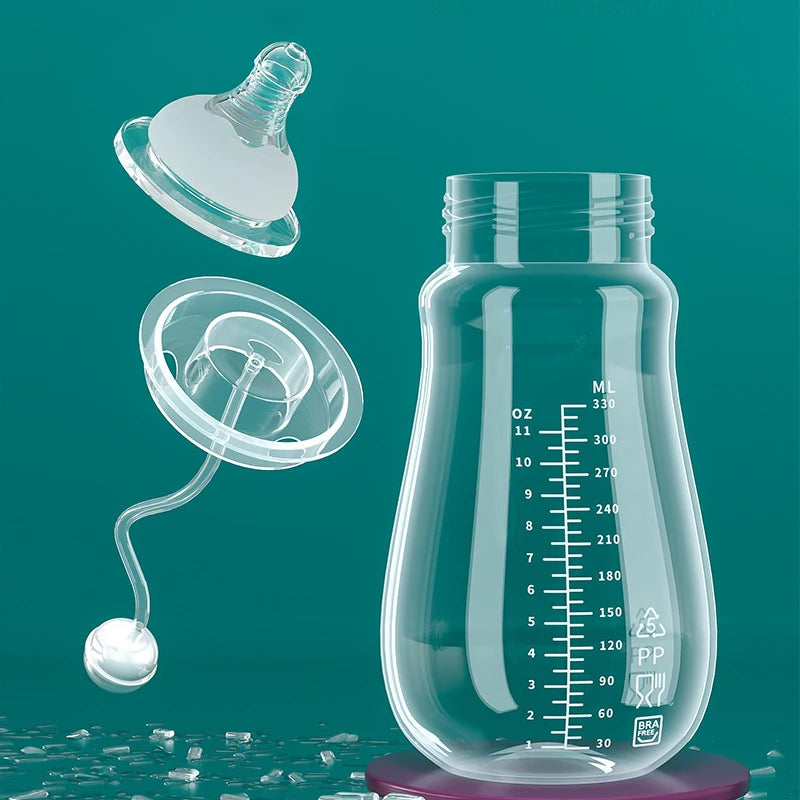 Biberon anti-coliques col large avec bille gravité et tétine silicone