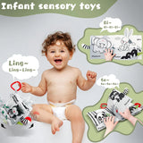 Livre tissu activités Montessori Mybooni — Noir et blanc bébé 0-12M