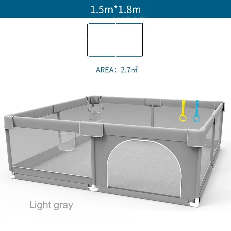 Parc bébé IMBABY gris clair - enclos bébé aire de jeux barrière sécurité enfant ball box