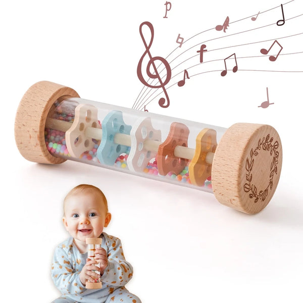 Hochet Rain Stick Montessori arc-en-ciel Mybooni — Jouet musical sensoriel coloré