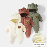 Combinaison hiver bébé fourrure intérieure - grenouillère ourson chaud 0-12 mois