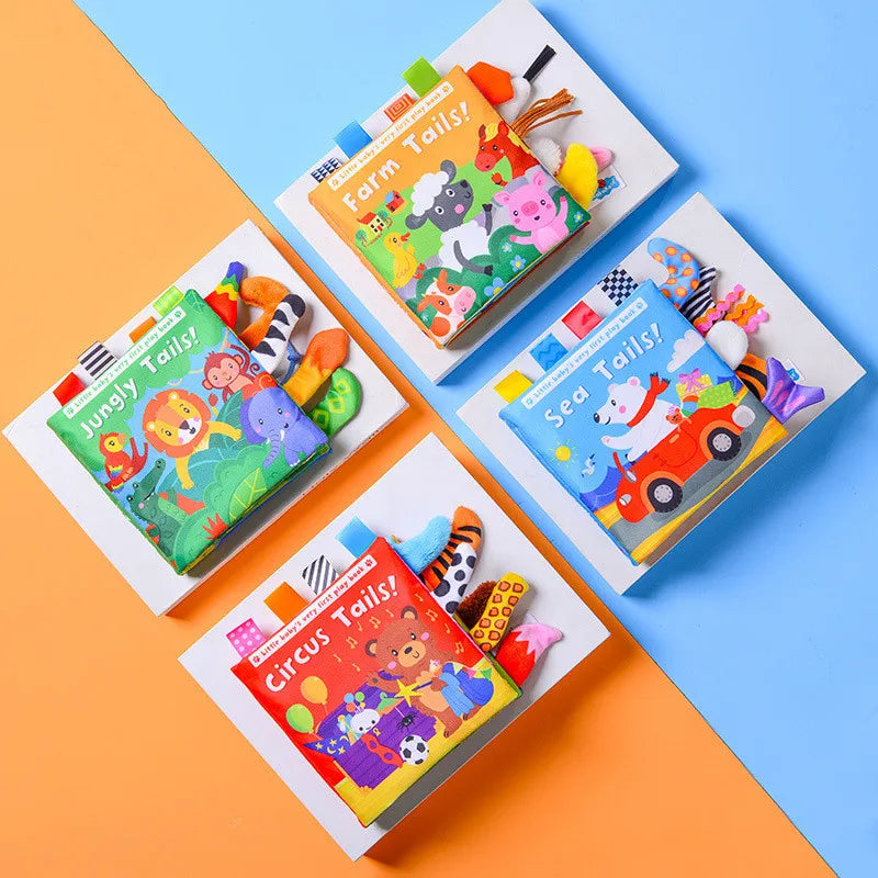 Livre tissu 3D queue grelot bébé Mybooni — Cognitif éveil parent-enfant