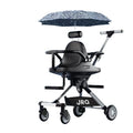 Poussette jumelle légère haute vue avec parasol pliable 4 roues