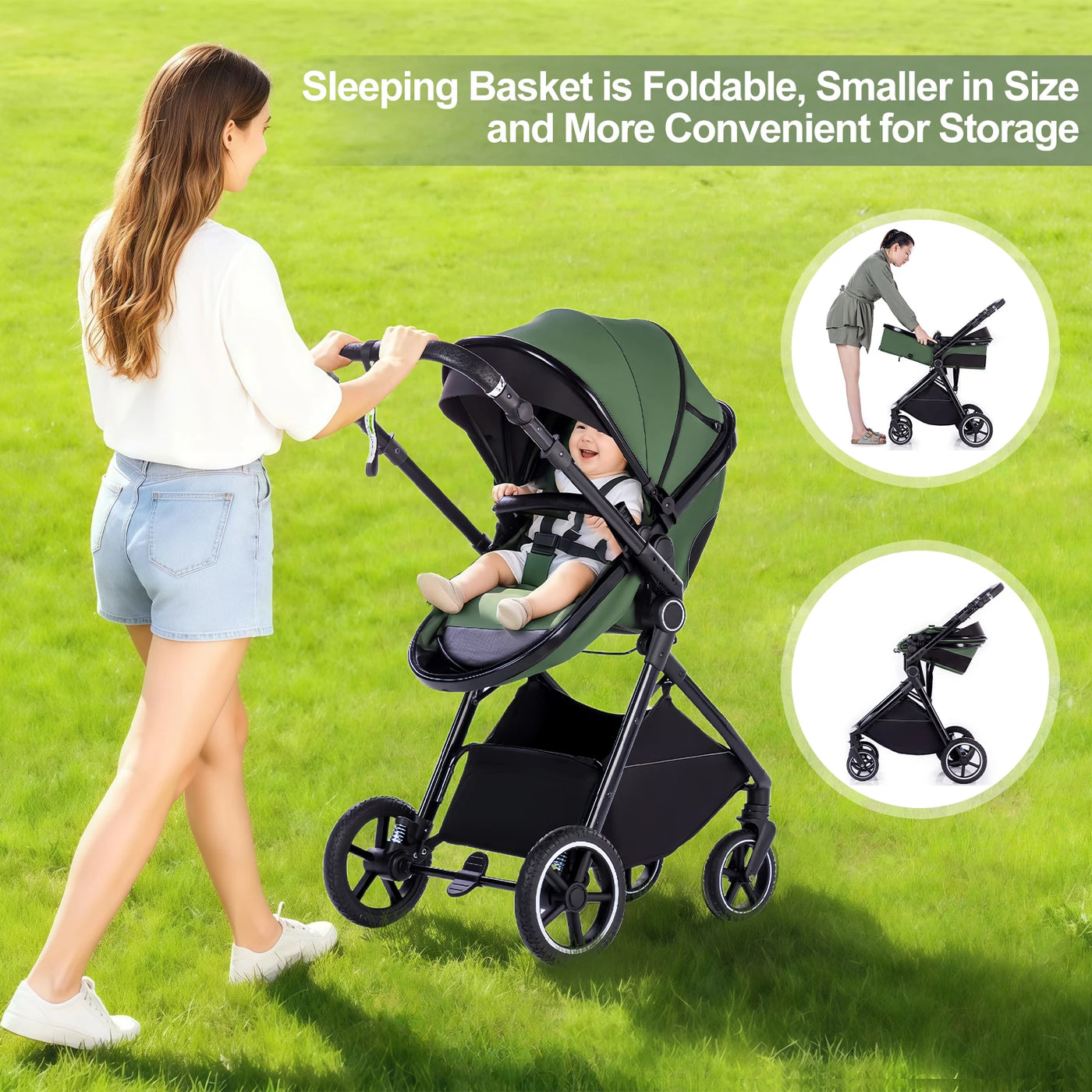 Poussette 3-en-1 pliable Bouni — Norme EU nouveau-né