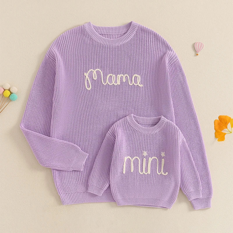 Family Matching Sweaters Mommy and Me Letter Em — vue complémentaire 5