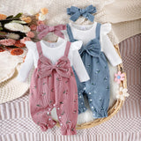 Barboteuse bébé fille floral Mybooni — Grenouillère manches longues avec bandeau