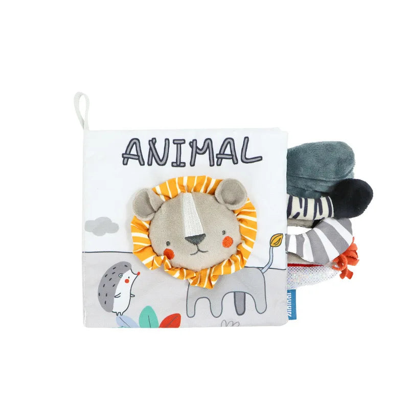 Livre tissu sensoriel 3D bébé Mybooni — Hochet contraste élevé animaux 0-12M