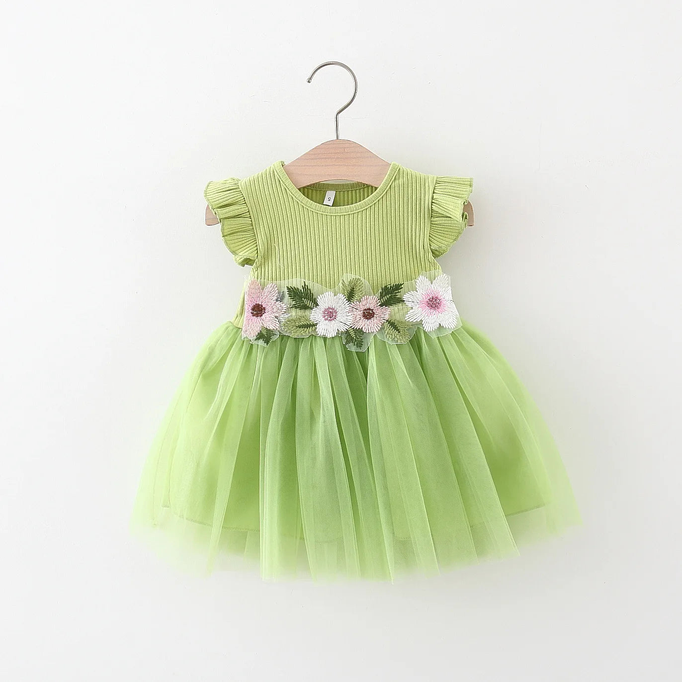 Summer New Waist Line Flower Mesh Yarn Skirt Gi Violet en situation d'utilisation