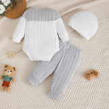 Ensemble 3 pièces bébé garçon rayé Bouni — Haut + Pantalon + Bonnet 0-18M