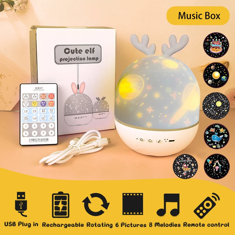 Projecteur galaxie rotatif Mybooni — Veilleuse Bluetooth musique chambre bébé