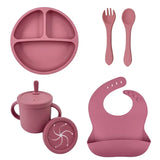 Set vaisselle bébé silicone sans BPA Mybooni — Bol ventouse assiette tasse couverts