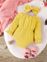 Body nœud manches longues + bavoir assorti bébé fille Mybooni — Lot 2 pièces
