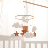 Mobile lit bébé bois feutrine ours cartoon - carillon musical avec support berceau