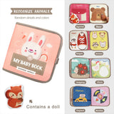 Livre Montessori bébé Mybooni | Activités tissu sensoriel animaux 0-36M