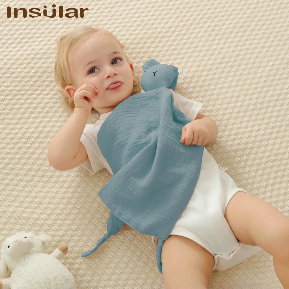 Serviette confort bébé mousseline coton - doudou bandana nouveau-né jouet éveil apaisement sommeil