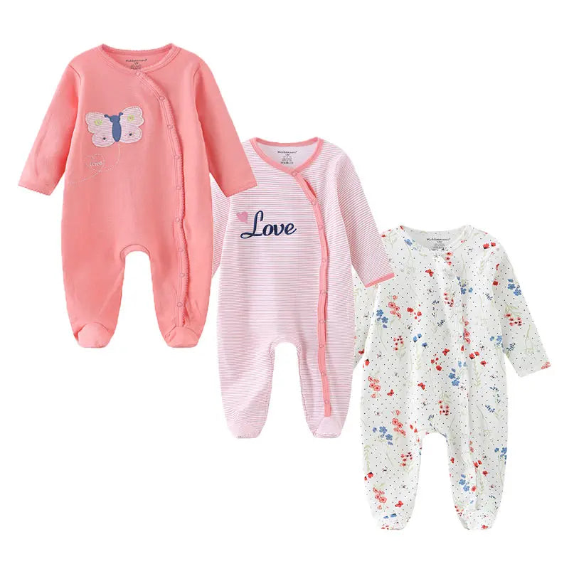 Lot 3 grenouillères bébé unisexe Mybooni — Manches longues coton