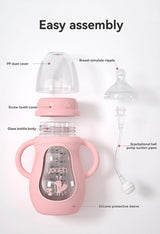 Biberon verre col large manchon silicone anti-coliques BPA Free