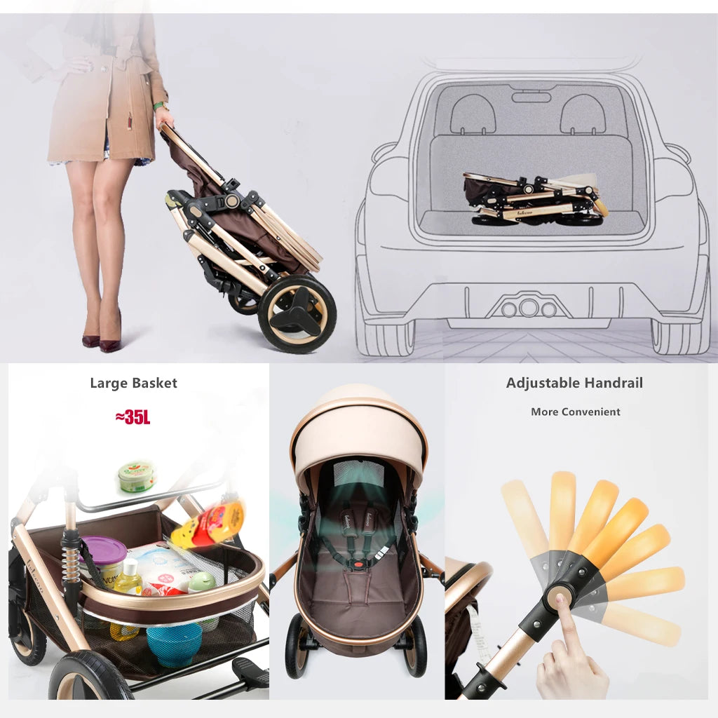 Poussette 3-en-1 pliante multifonctionnelle avec siège de sécurité livraison EU