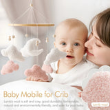 Mobile lit bébé bois feutrine ours cartoon - carillon musical avec support berceau