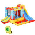 Outsunny Inflatable Castle with 2 Slides Pool J Multicolore en situation d'utilisation