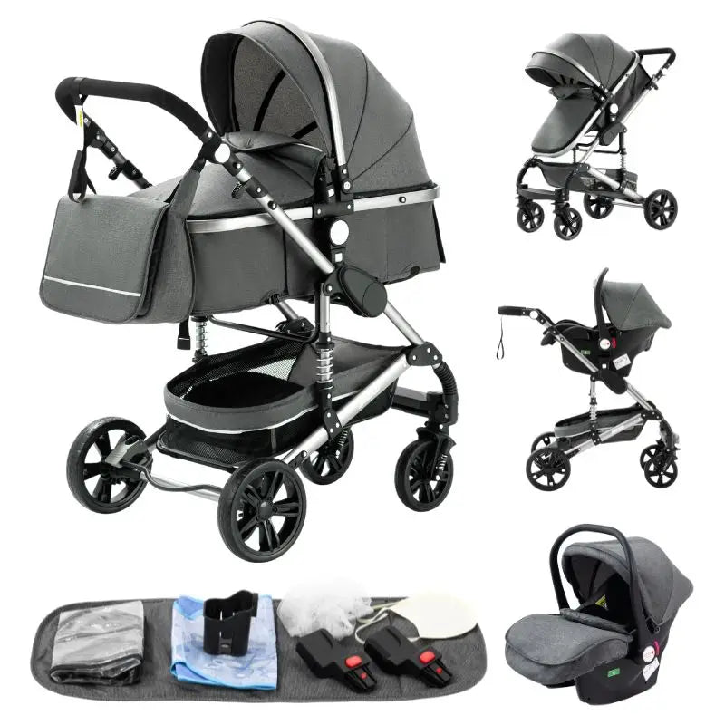 Poussette 3-en-1 multifonction Mybooni — Nacelle pliable légère