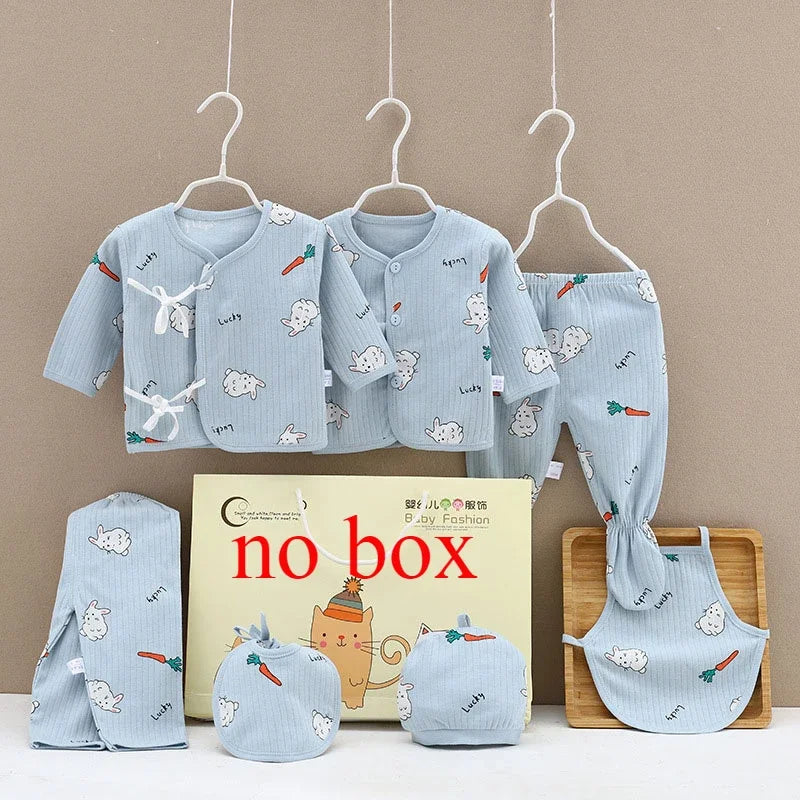 Coffret bébé 7 pièces Bouni — Body cartoon manches longues, pantalon et bonnet
