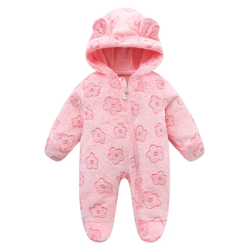 Grenouillère bébé flanelle douce chaude - combinaison imprimée cartoon automne-hiver 0-19 mois