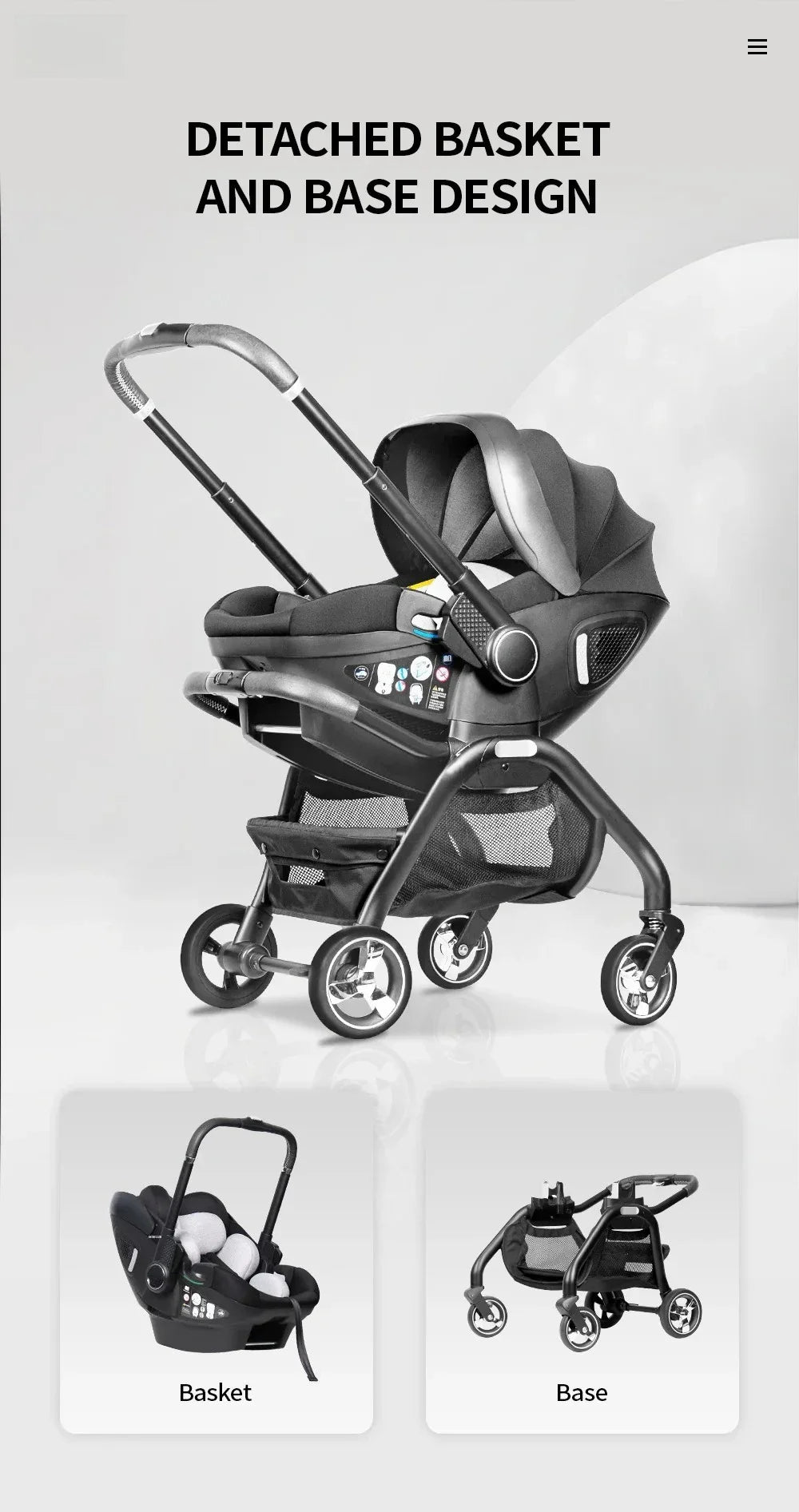 Poussette 4-en-1 Bouni — panier détachable et base modulaire