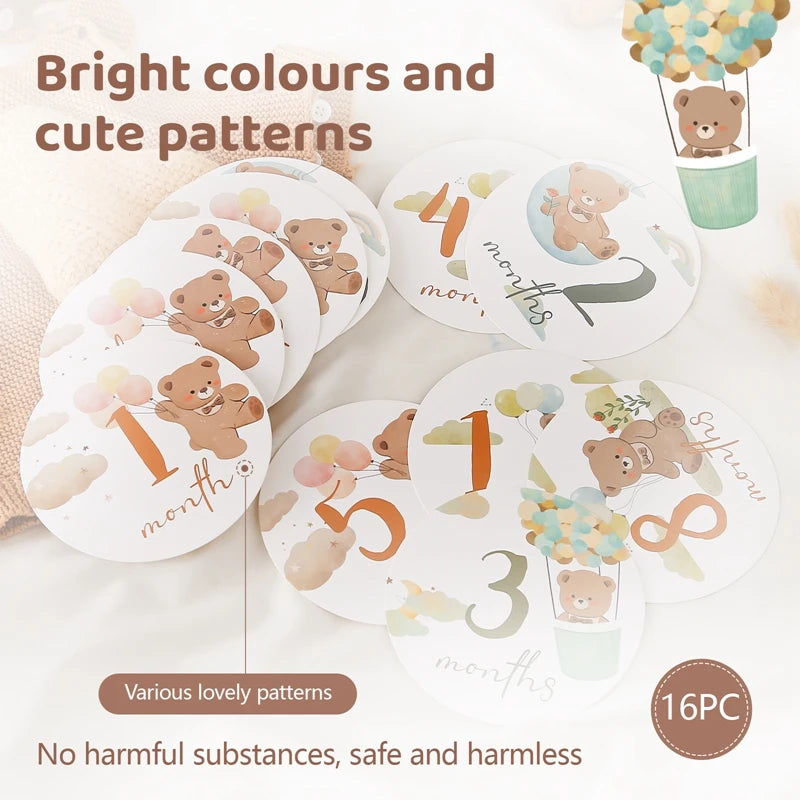 Carte jalons bébé ours cadeau naissance — Bouni