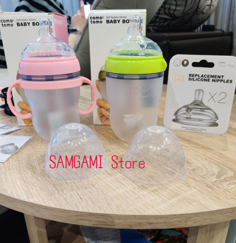 Lot 2 biberons bébé sans BPA silicone vert/rose - biberon enfant 5 oz et 8 oz