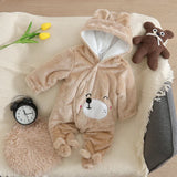 Combinaison bébé automne-hiver peluche chaud - grenouillère cartoon chien/lapin 0-2 ans