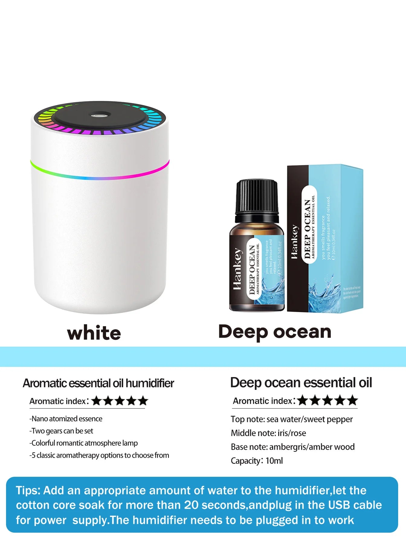 Humidificateur Bouni noir + huile osmanthus