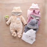 Combinaison bébé automne-hiver peluche chaud - grenouillère cartoon chien/lapin 0-2 ans