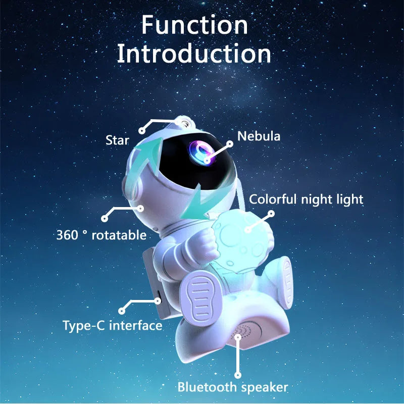 Projecteur galaxie Bouni — télécommande et timer 1h/2h