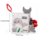 Livre tissu activités Montessori Mybooni — Noir et blanc bébé 0-12M