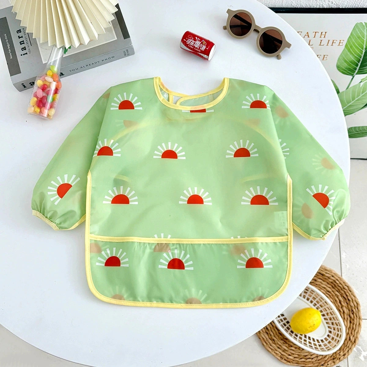 Bavoir imperméable manches longues Mybooni — Tablier repas protection vêtements