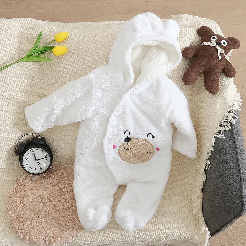 Combinaison bébé automne-hiver peluche chaud - grenouillère cartoon chien/lapin 0-2 ans