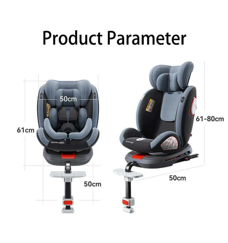 Siège auto 360° ISOFIX réglable 0-12 ans avec repose-pieds - pivotant