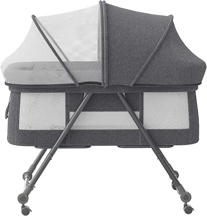 Lit de voyage bébé Mybooni — Matelas roulettes silencieuses berceau convertible