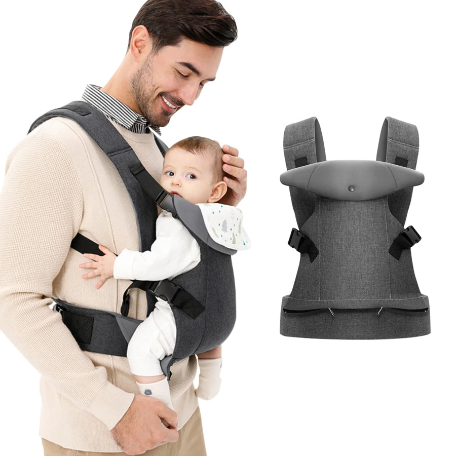 Porte-bébé ergonomique Gris clair en situation d'utilisation
