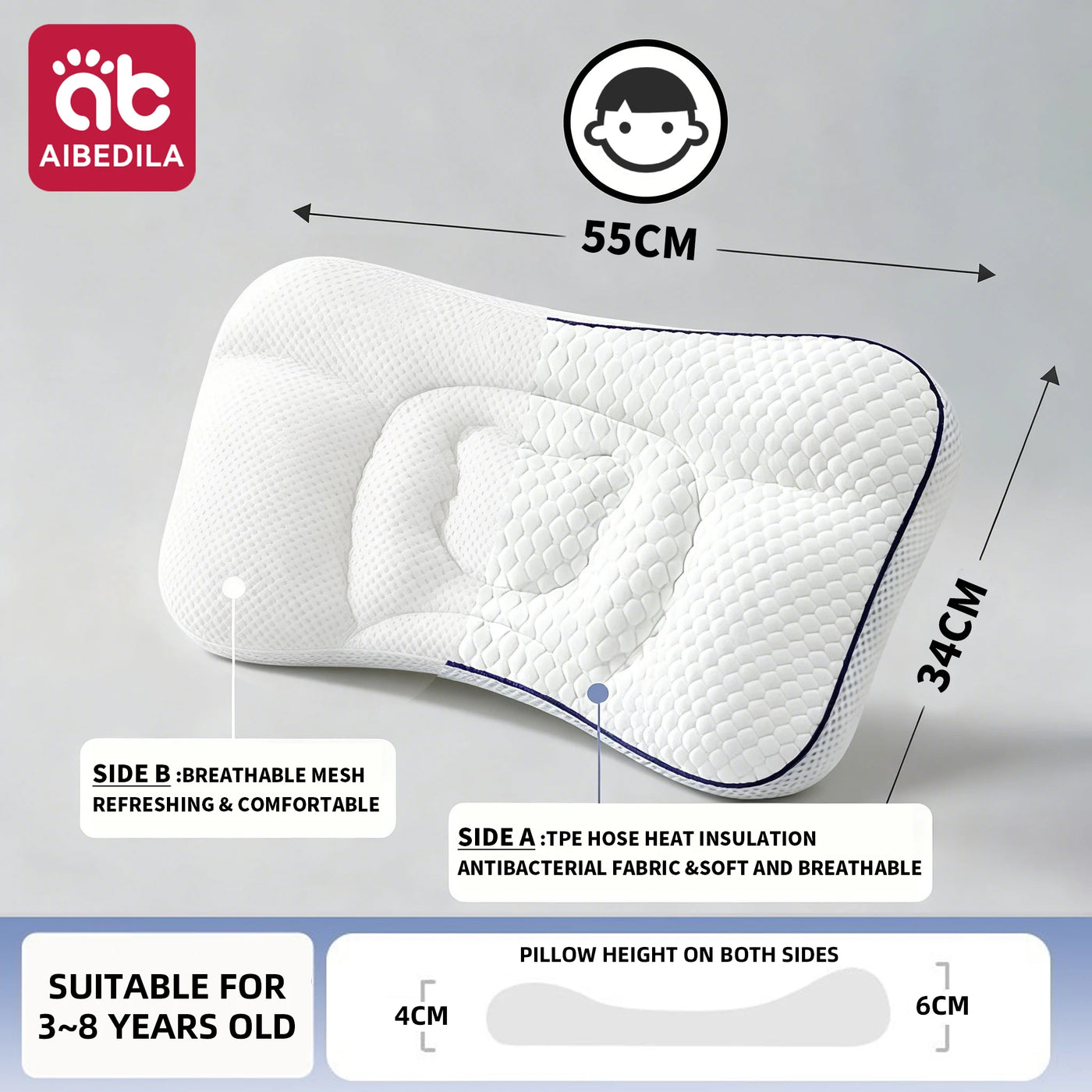 Oreiller orthopédique bébé Bouni — Anti-tête plate, ergonomique, pour nouveau-né