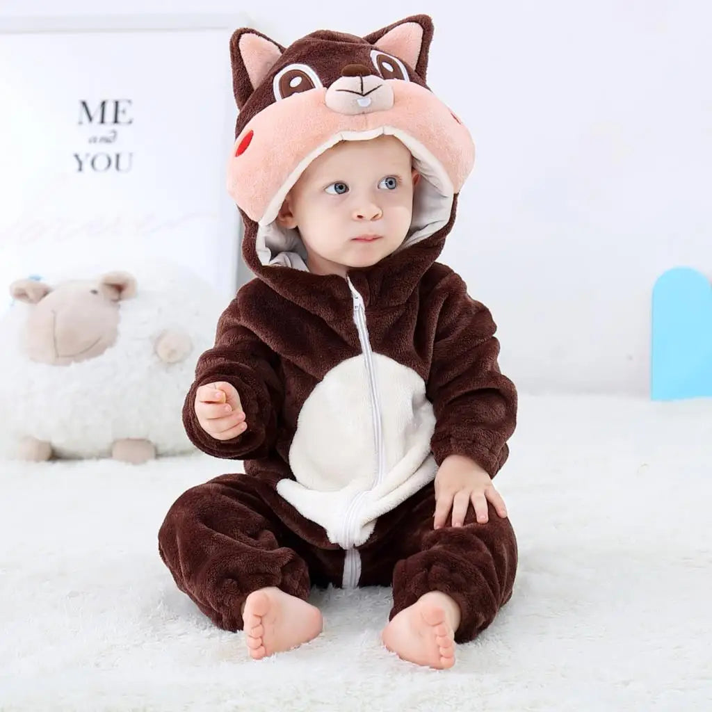 Combinaison pyjama bébé flanelle cartoon - grenouillère licorne/lapin/dinosaure animal