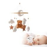 Mobile lit bébé bois feutrine ours cartoon - carillon musical avec support berceau