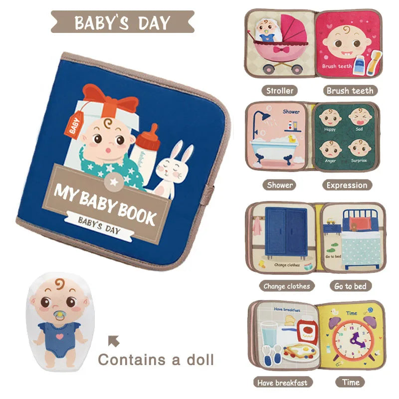 Busy book Montessori 3D feutrine Mybooni — Activités motrices livre sensoriel