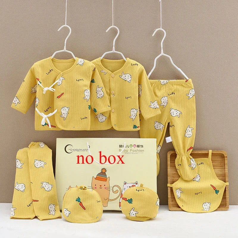 Coffret bébé 7 pièces Bouni — Body cartoon manches longues, pantalon et bonnet
