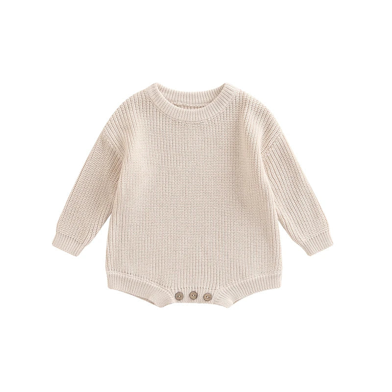 Combinaison tricot nouveau-né printemps-automne - grenouillère pull casual garçon fille 0-2 ans