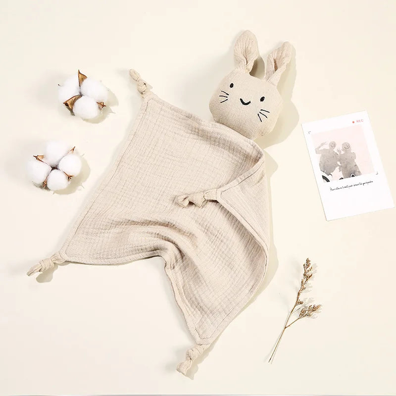 Doudou chat en mousseline coton pour nouveau-né