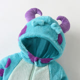 Combinaison bébé hiver polaire à capuche cornes - grenouillère chaude épaisse garçon/fille 0-3 ans