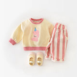Pantalon rayé taille haute enfant MILANCEL - style coréen décontracté