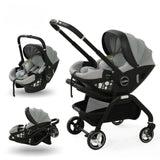 Poussette 3-en-1 portable nacelle bébé siège auto de luxe pliable